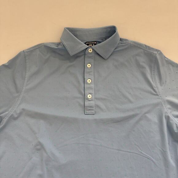 FJ FootJoy Polo Shirt Blue Medium All Over Print Golf Performance Oakhurst Logo - Picture 2 of 10